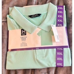 Member's Mark Mens Stretch Pique Polo Shirt Mint Green XXL Classic Fit New